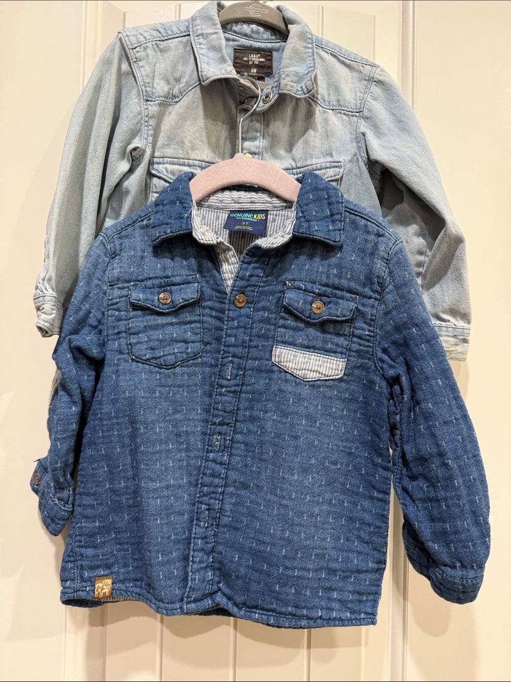 Pair of Kids jeans button ups. Size 18m-2y and 3T